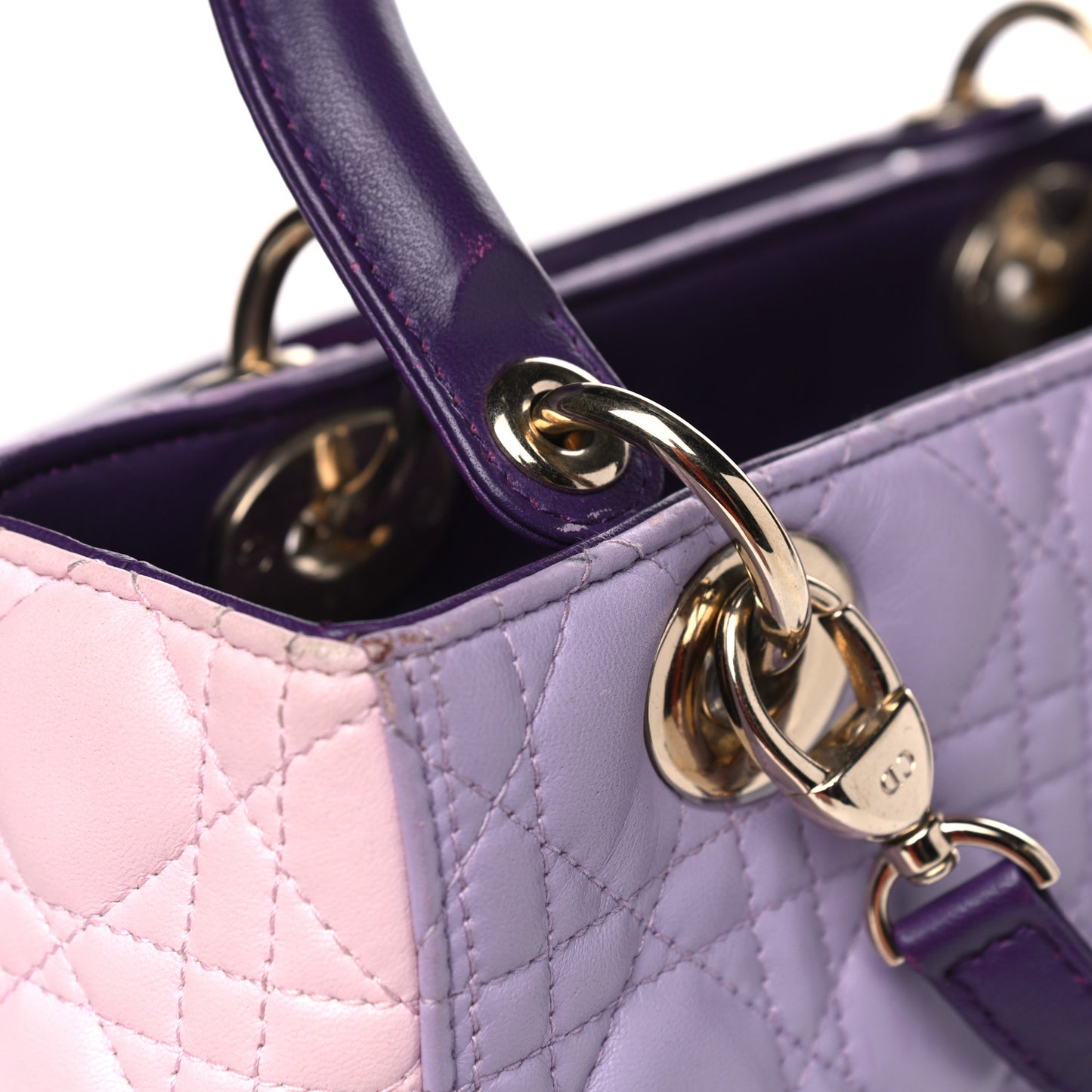 Lambskin Cannage Medium Tri-Color Lady Dior Purple Light Pink
