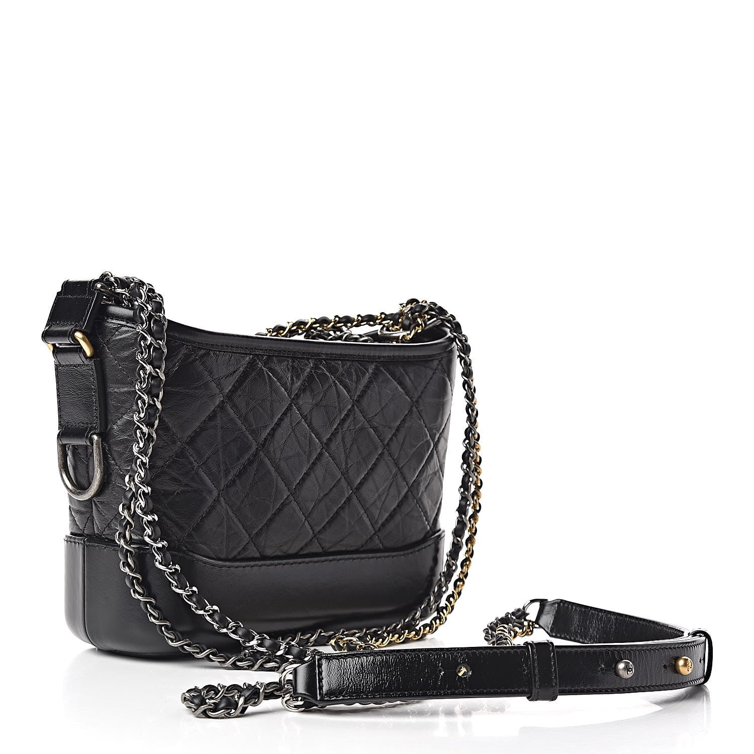 Chanel Aged Calfskin Quilted Small Gabrielle Hobo Black 3 of 10