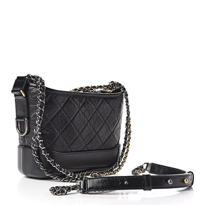Chanel Aged Calfskin Quilted Small Gabrielle Hobo Black 3 of 10