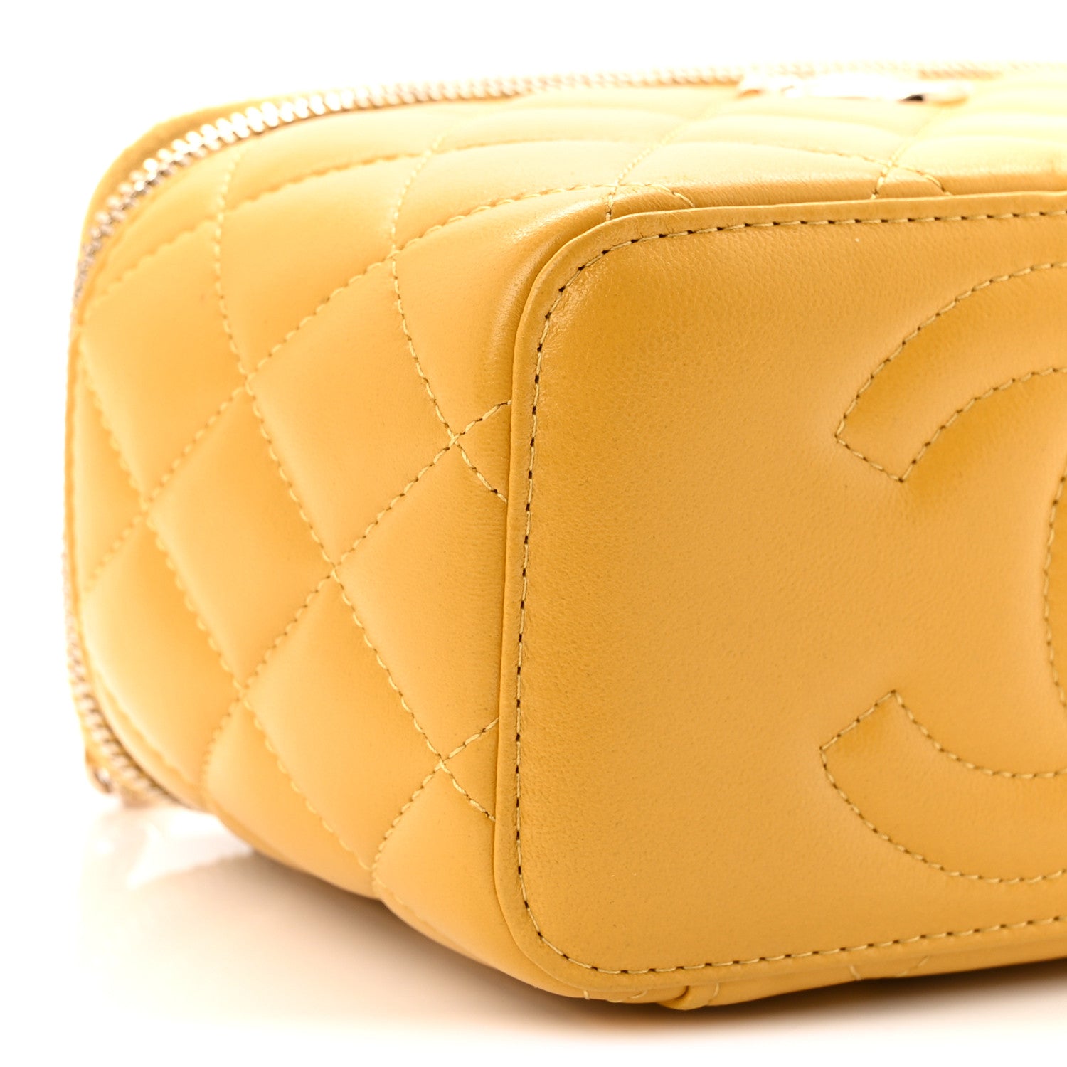 Chanel Lambskin Quilted Small Charming Top Handle Vanity Case With Chain Yellow 9 of 10