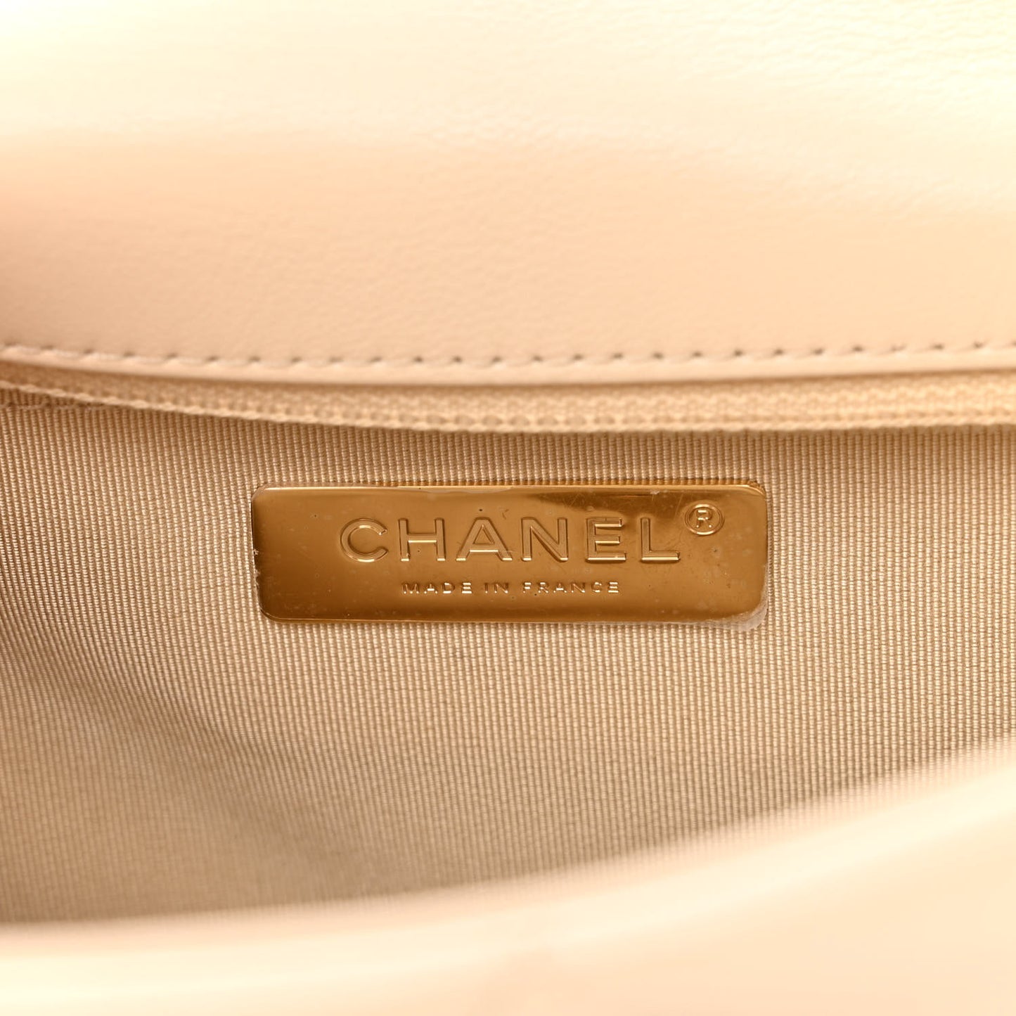 Goatskin Quilted Large Chanel 19 Flap Beige