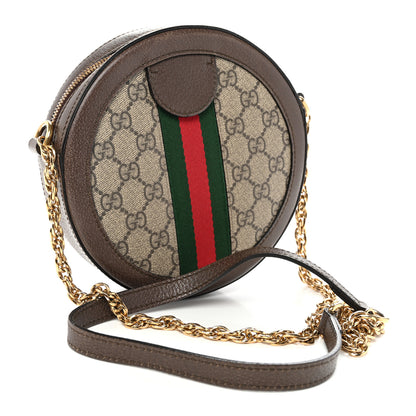 Gucci GG Supreme Monogram Web Mini Ophidia Round Shoulder Bag Brown 3 of 10