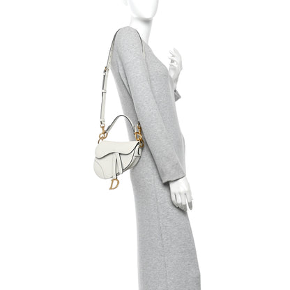Christian Dior Grained Calfskin Mini Saddle Bag With Strap White 2 of 11