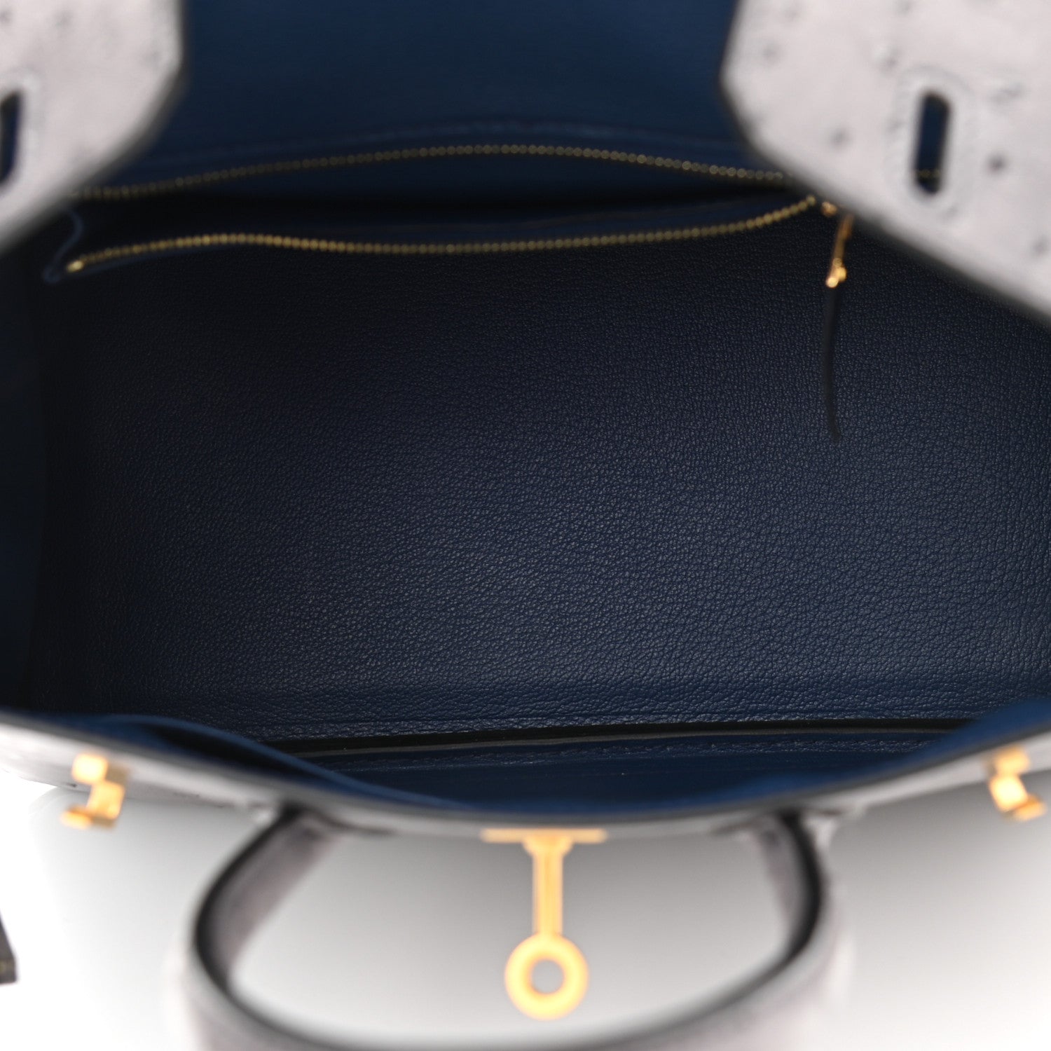 Hermes Ostrich Horseshoe Birkin 25 Gris Agate Bleu De Malte 5 of 11