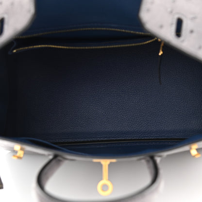 Hermes Ostrich Horseshoe Birkin 25 Gris Agate Bleu De Malte 5 of 11