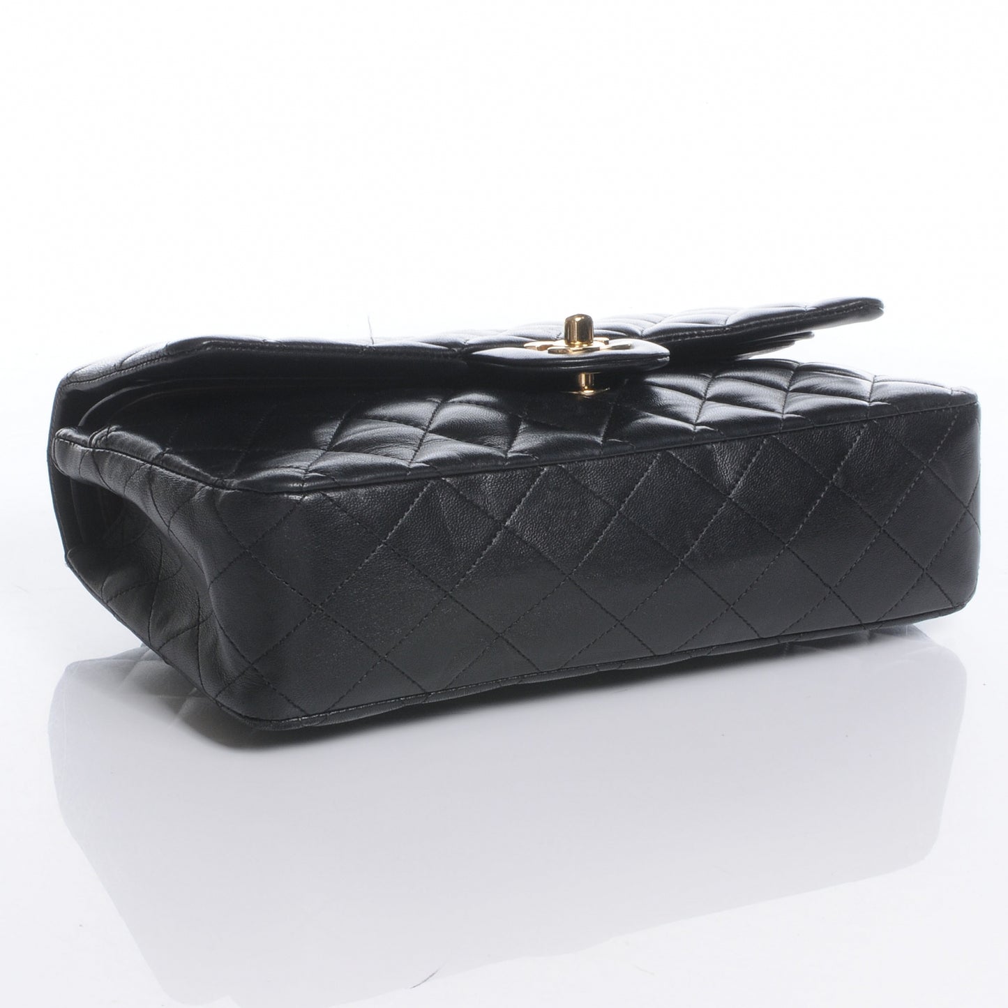 Lambskin Medium Double Flap Black