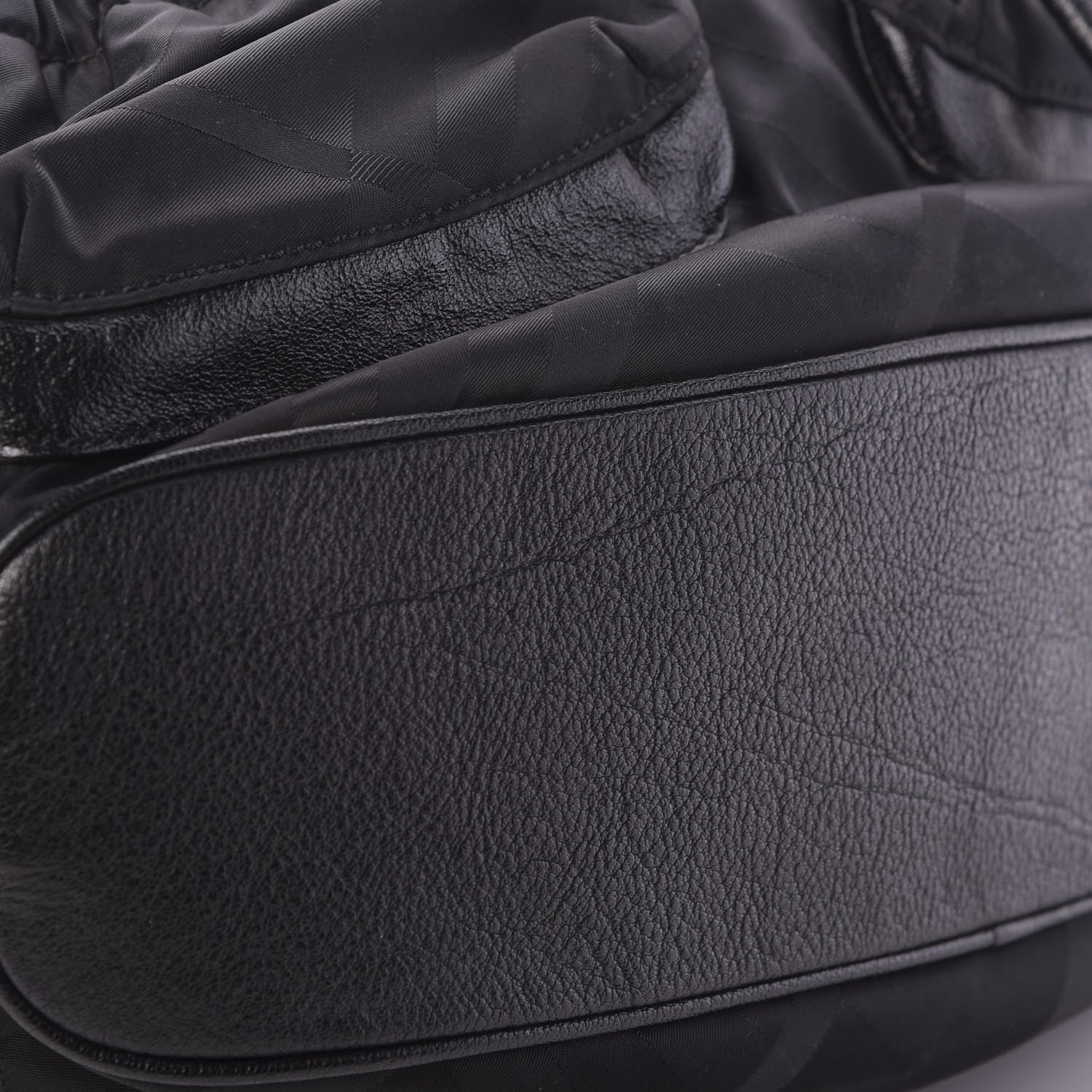 Burberry Calfskin Nylon Beat Check Shoulder Bag Black 11 of 11
