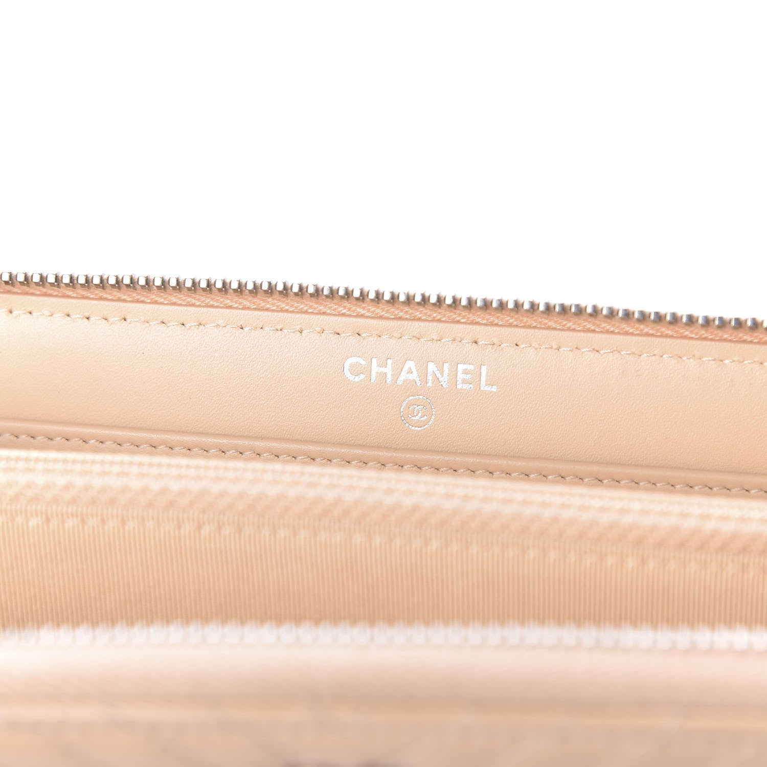 Chanel Patent Chevron Quilted Zip Around Wallet Beige 8 of 11