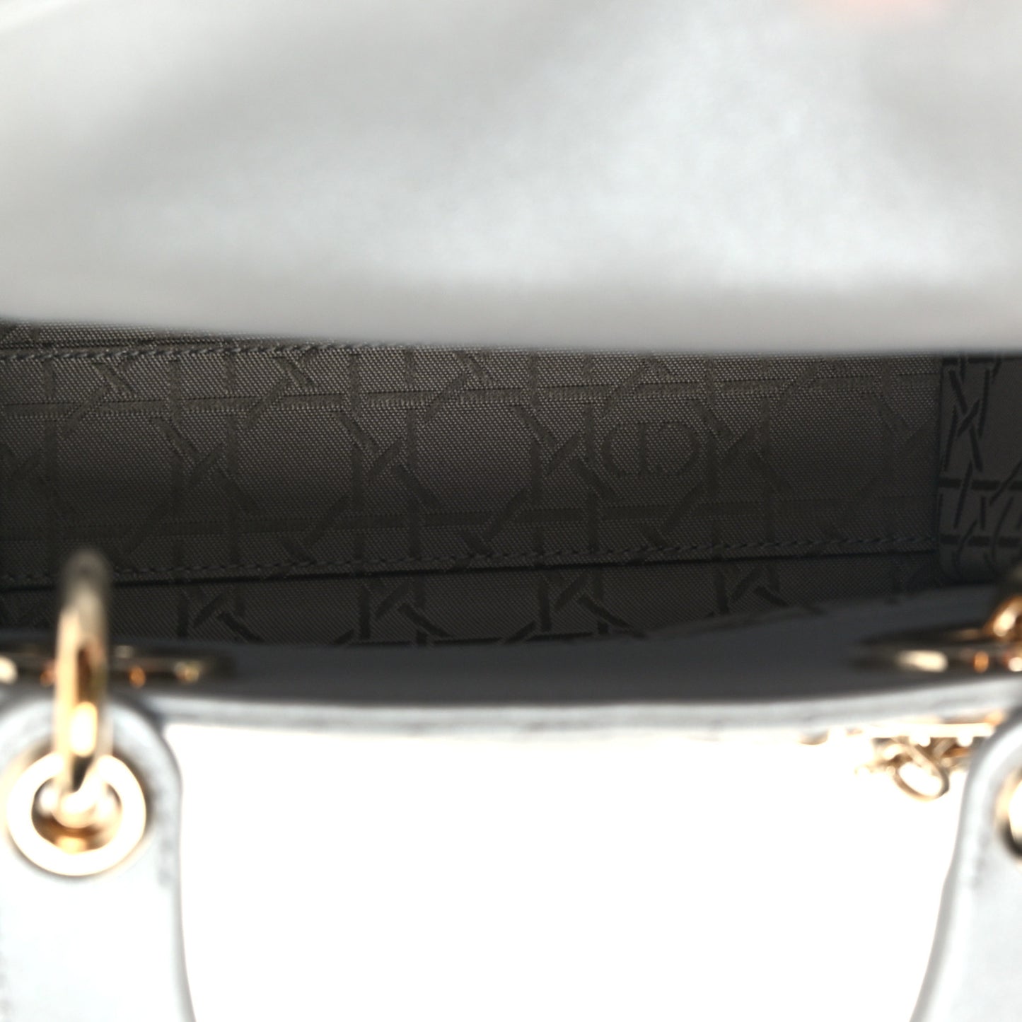 Lambskin Cannage Mini Lady Dior Gray Opaline