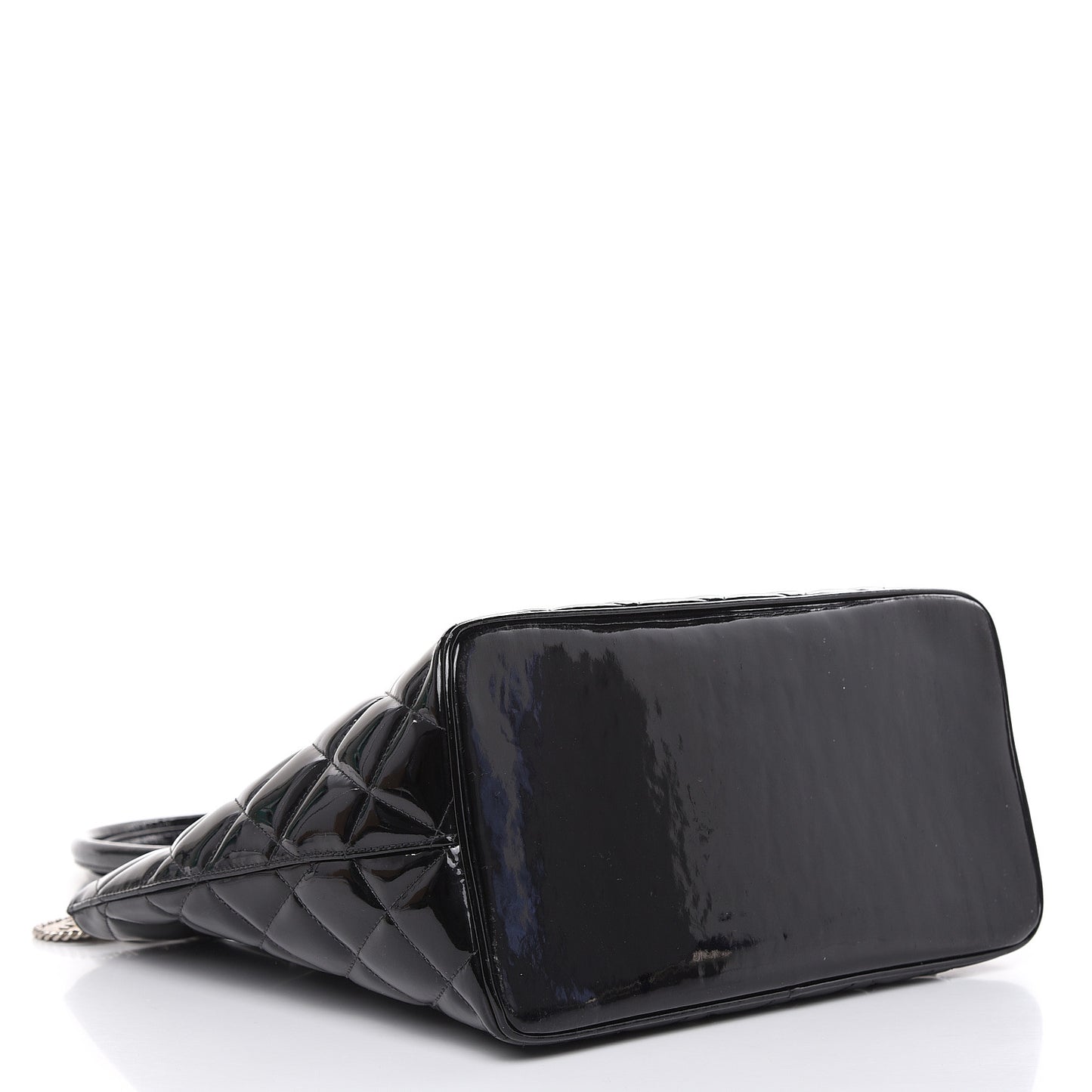 Patent Quilted Medallion Tote Black