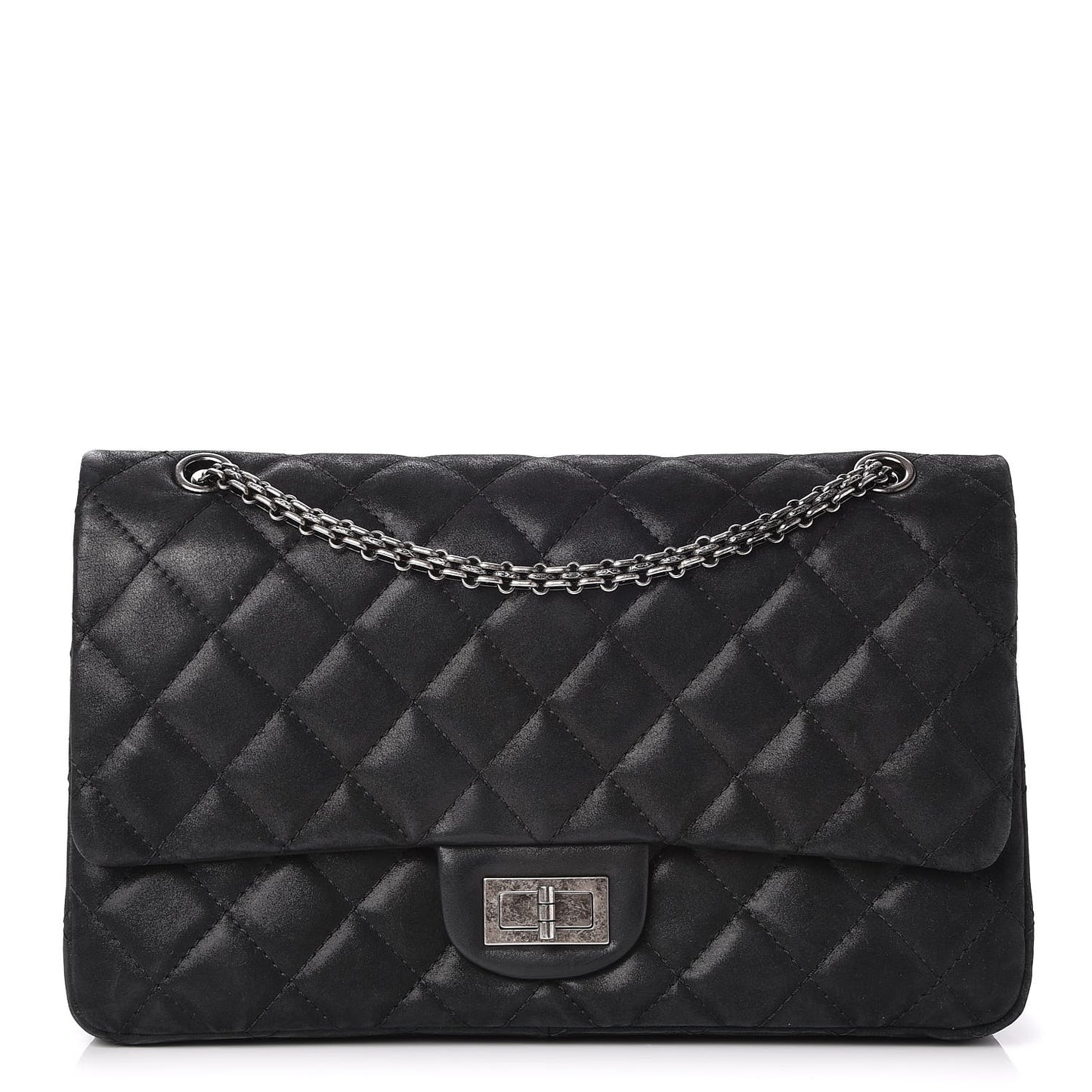 Iridescent Calfskin Quilted 2.55 Reissue 227 Flap Black