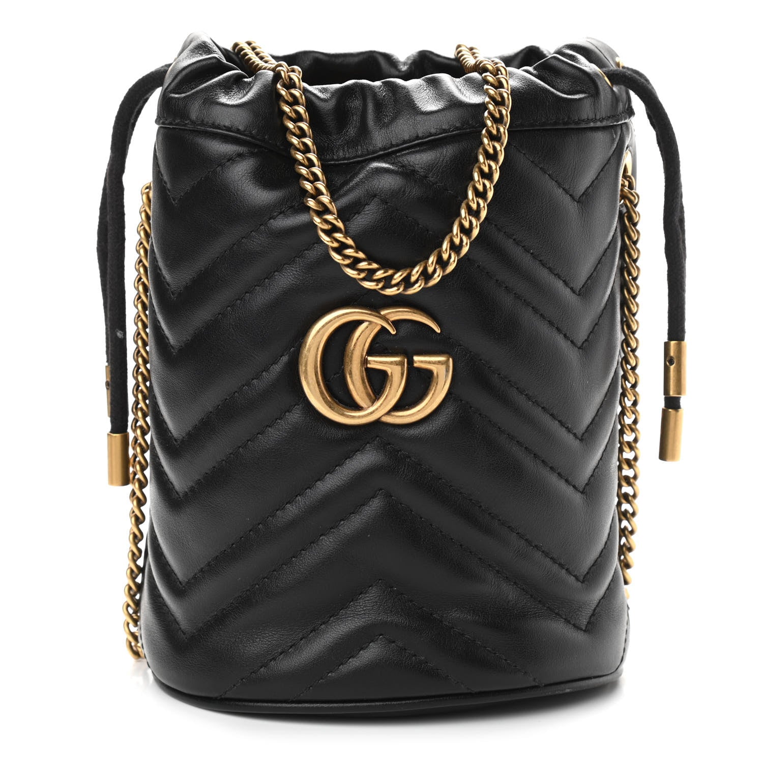 Gucci Calfskin Matelasse Mini GG Marmont 2.0 Bucket Bag Black 1 of 12
