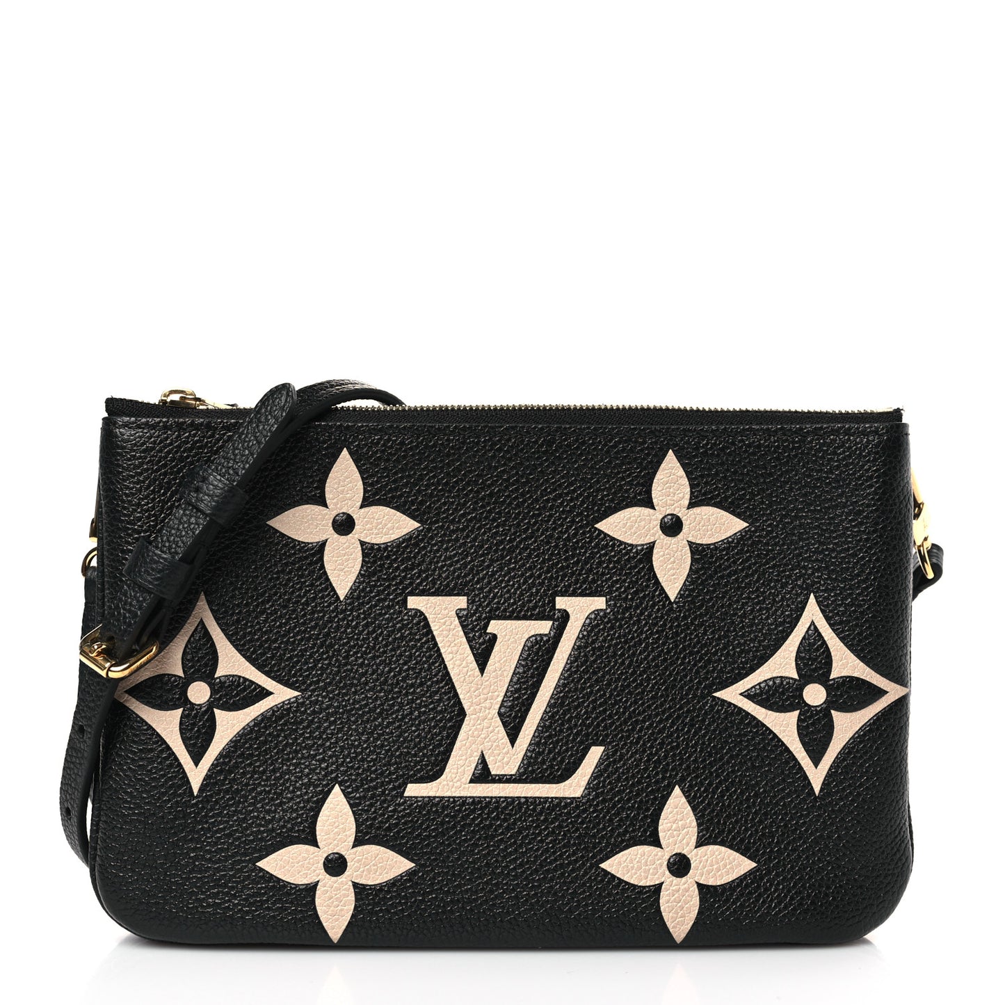 Empreinte Monogram Giant Double Zip Pochette Black Cream