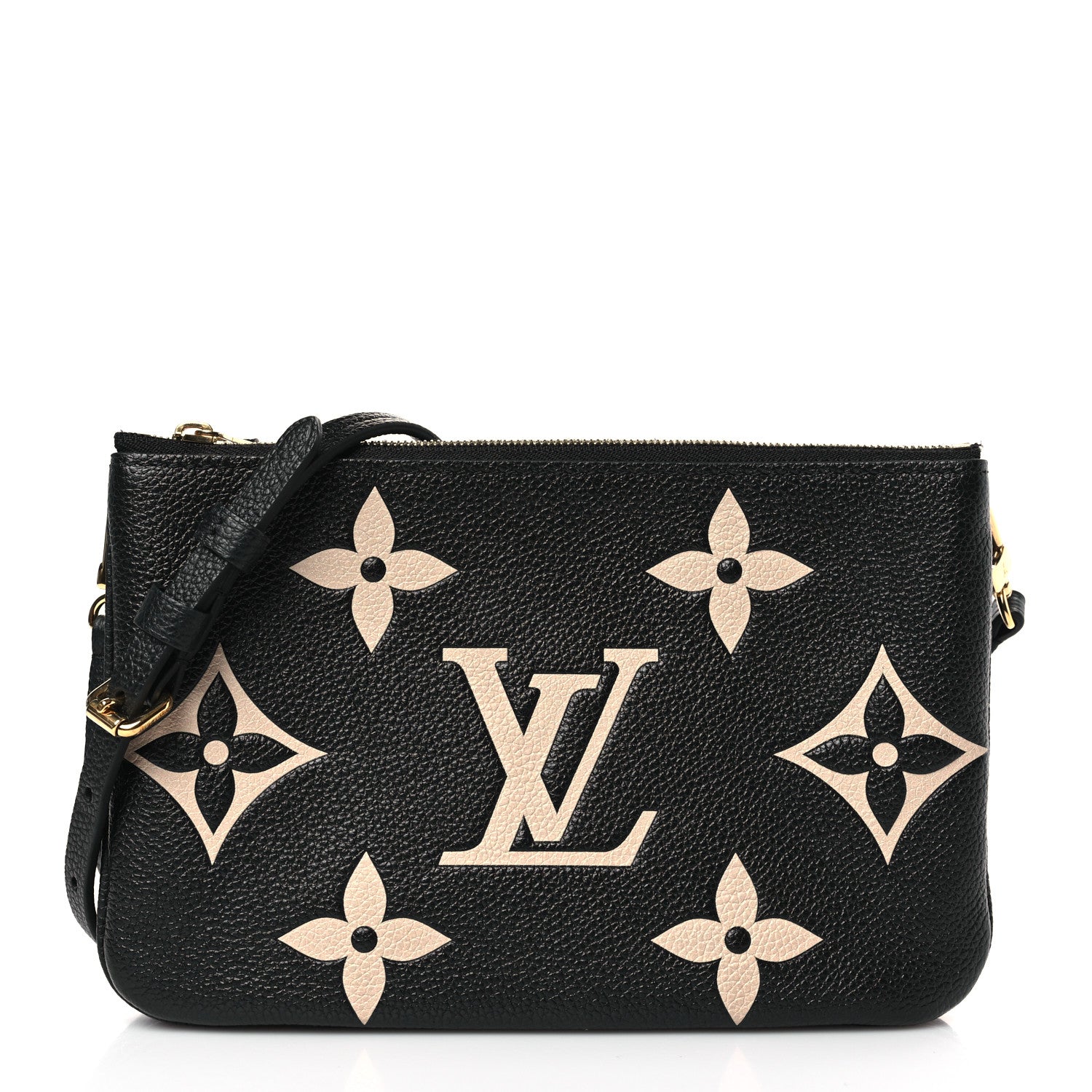 Louis Vuitton Empreinte Monogram Giant Double Zip Pochette Black Cream 1 of 10