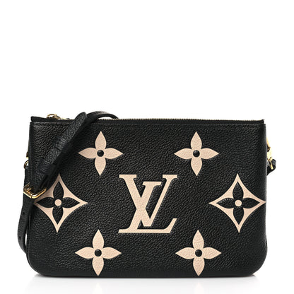 Louis Vuitton Empreinte Monogram Giant Double Zip Pochette Black Cream 1 of 10