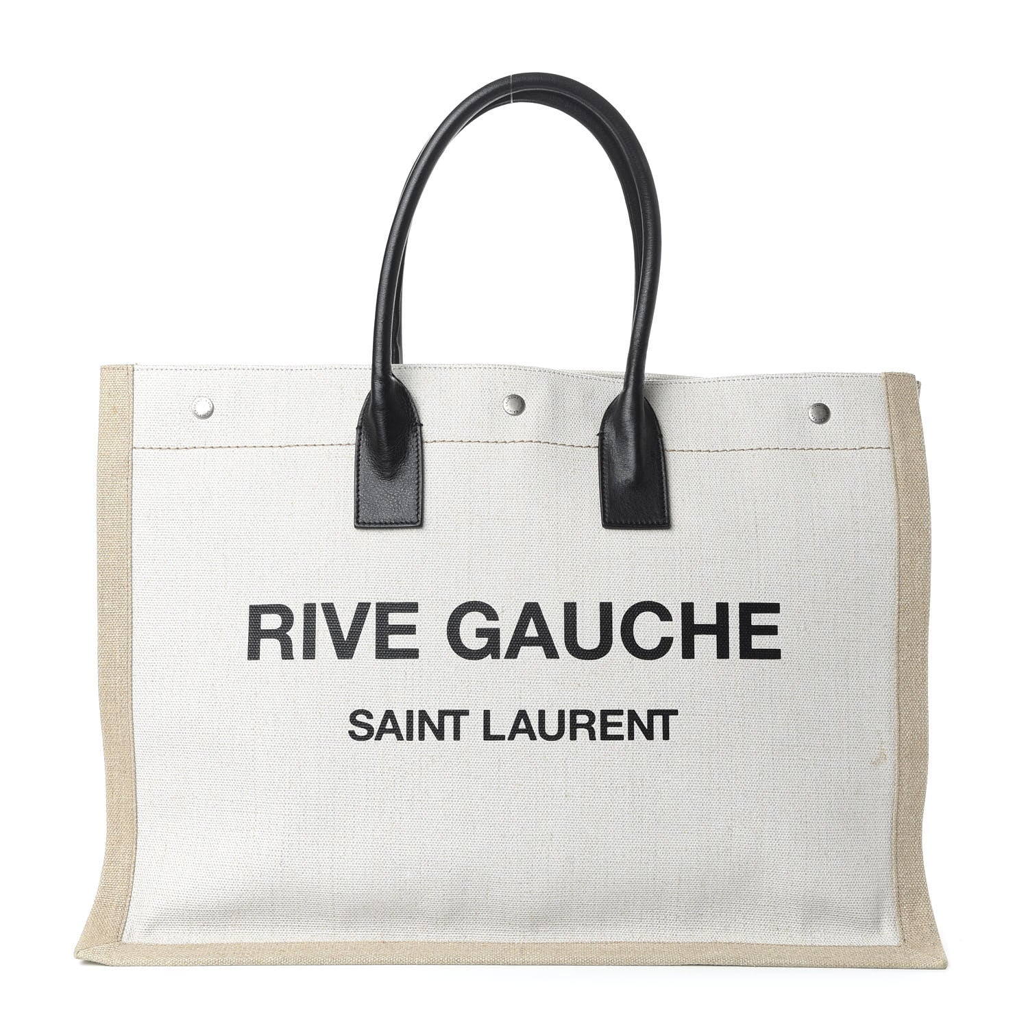 Saint Laurent Linen Calfskin Rive Gauche Tote Optic White 1 of 9