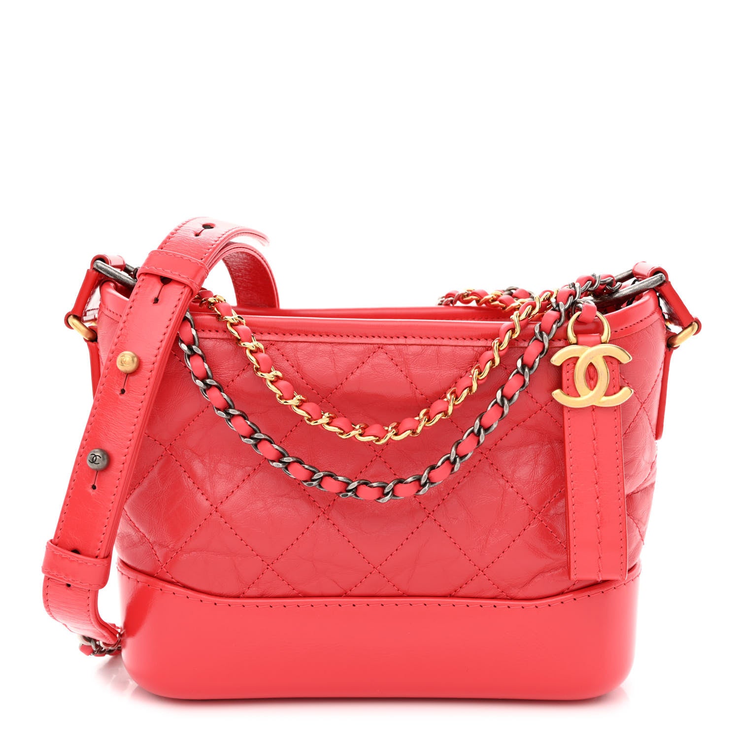 Chanel Aged Calfskin Quilted Small Gabrielle Hobo Red 1 of 10