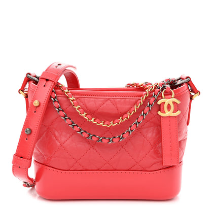 Chanel Aged Calfskin Quilted Small Gabrielle Hobo Red 1 of 10