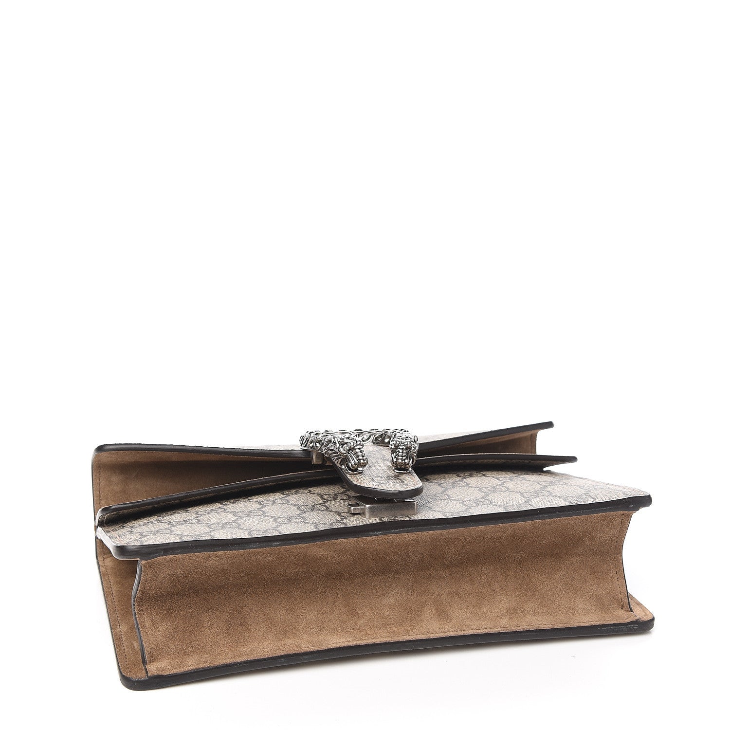 Gucci GG Supreme Monogram Suede Crystal Small Dionysus Shoulder Bag Beige Ebony Taupe 3 of 10