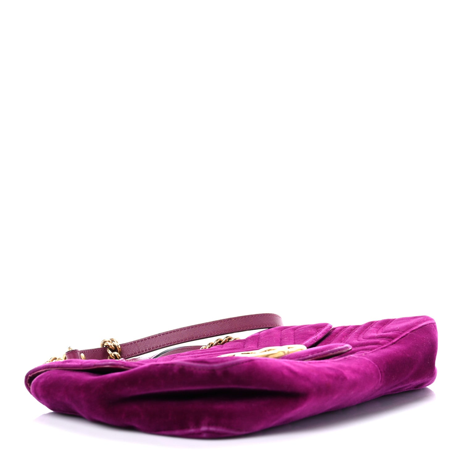 Gucci Velvet Matelasse Medium GG Marmont Shoulder Bag Fuchsia Violet Cyclamen 4 of 25
