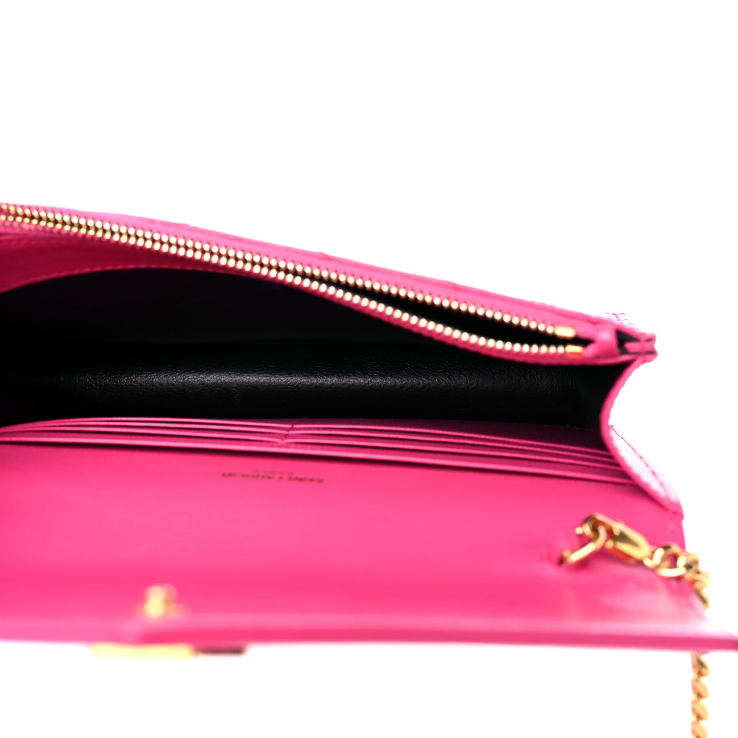 Grain De Poudre Matelasse Chevron Monogram Envelope Chain Wallet Fresh Fuchsia