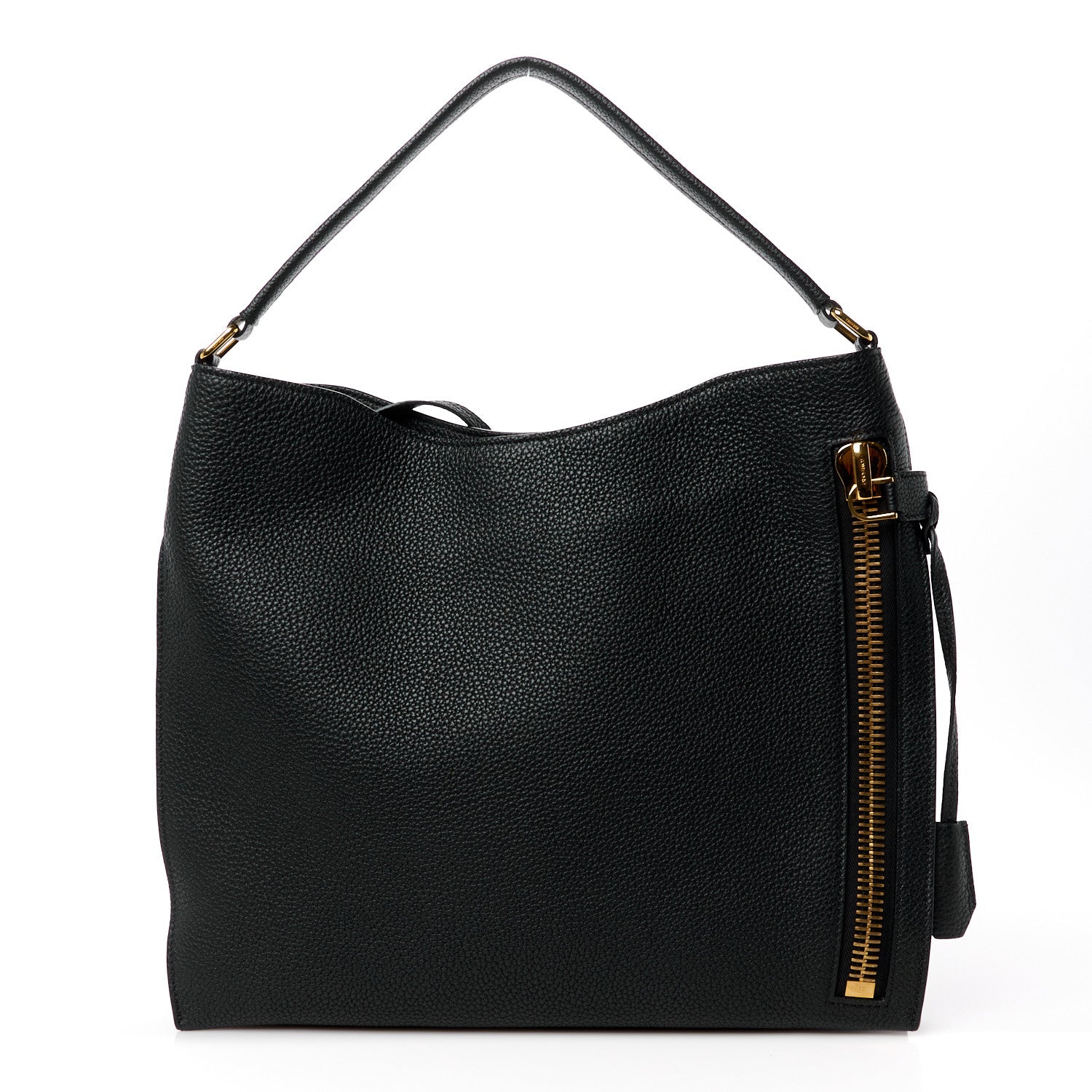 Tom Ford Pebbled Calfskin Small Alix Padlock Zip Hobo Bag Black 1 of 13