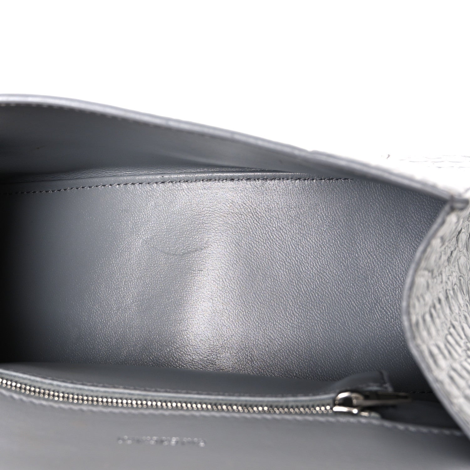 Balenciaga Shiny Calfskin Crocodile Embossed Small Hourglass Top Handle Bag Balenciaga Grey Balenciaga Grey 5 of 11