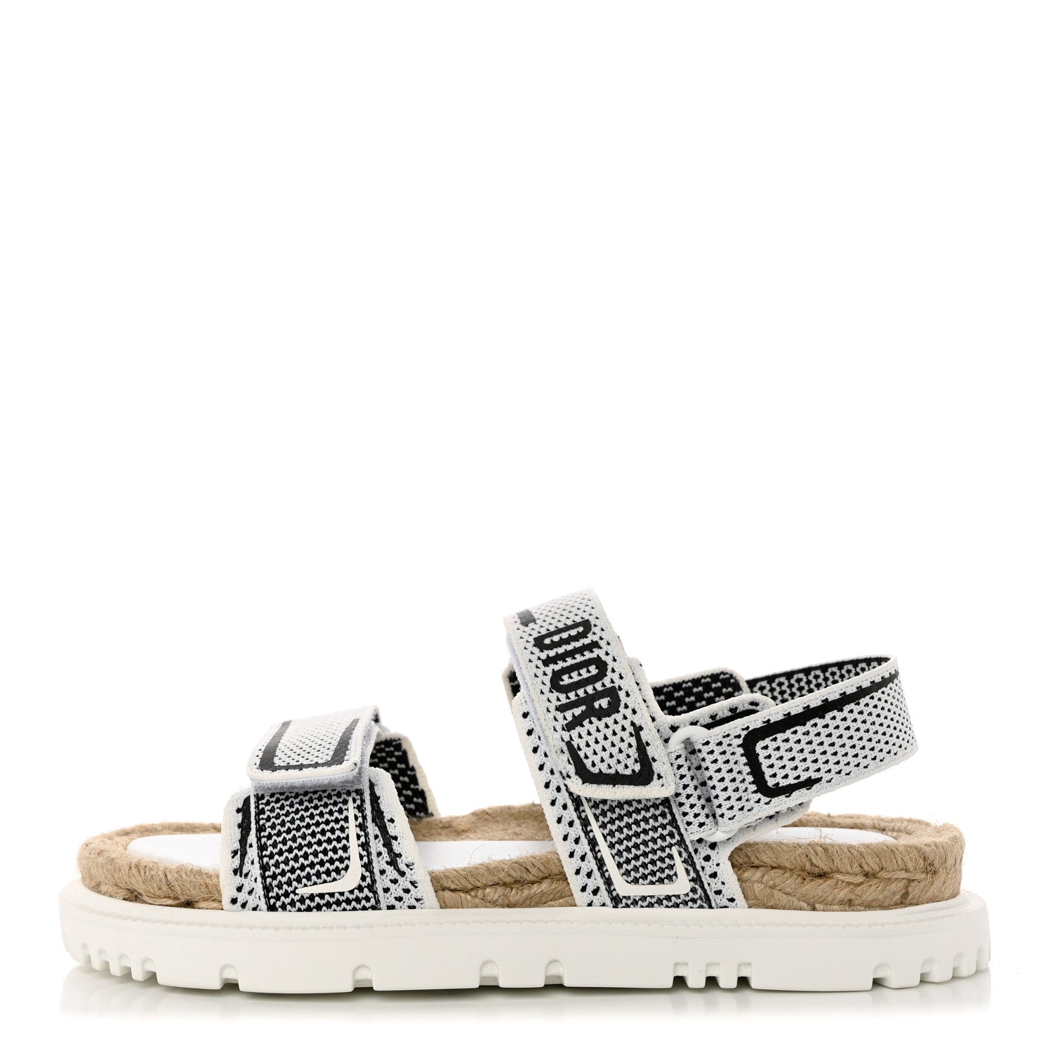 Christian Dior Technical Knit Jute Dioract 10mm Sandals 37 White Black 1 of 9