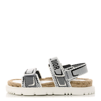 Christian Dior Technical Knit Jute Dioract 10mm Sandals 37 White Black 1 of 9