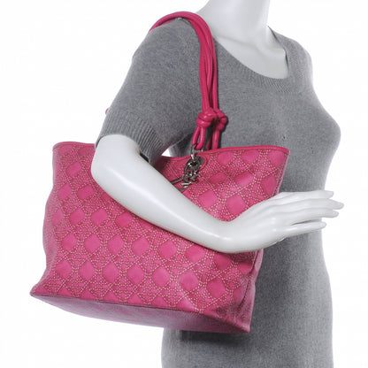 Christian Dior Coated Canvas Cannage Print Cherie Tote Pink 2 of 7