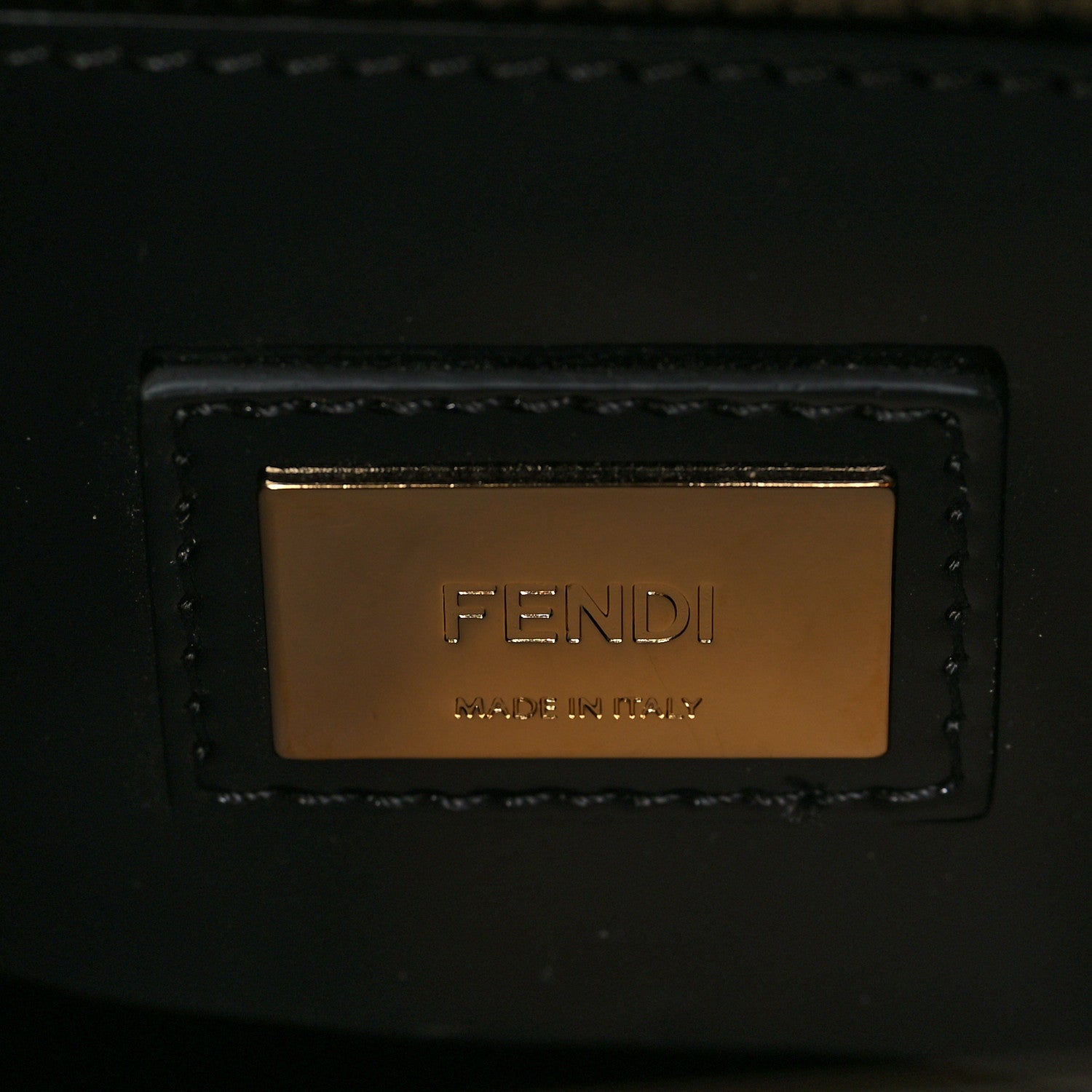 Fendi Shearling Vitello Vernice Mou Pequin Striped Medium Peekaboo Iconic Satchel Tobacco Black 6 of 9