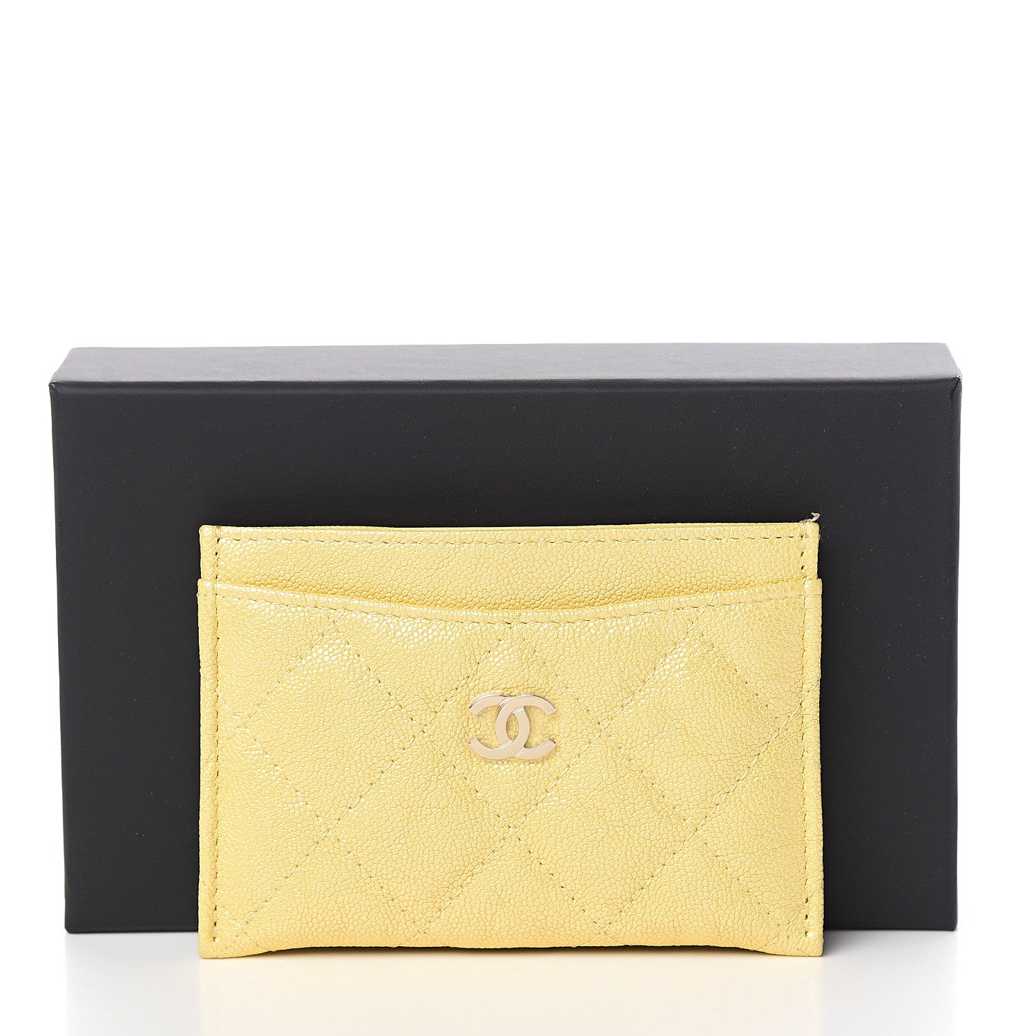 Chanel Iridescent Caviar Quilted Card Holder Yellow 9 of 9
