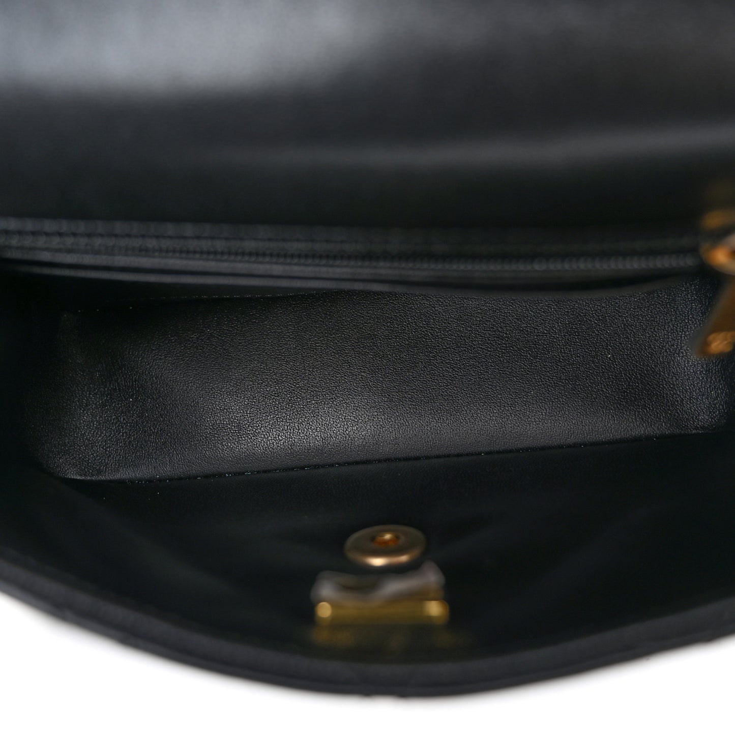 Shiny Lambskin Quilted Pearl Twist Mini Square Flap Black
