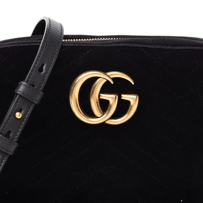 Gucci Velvet Matelasse Small GG Marmont Chain Shoulder Bag Black 10 of 10