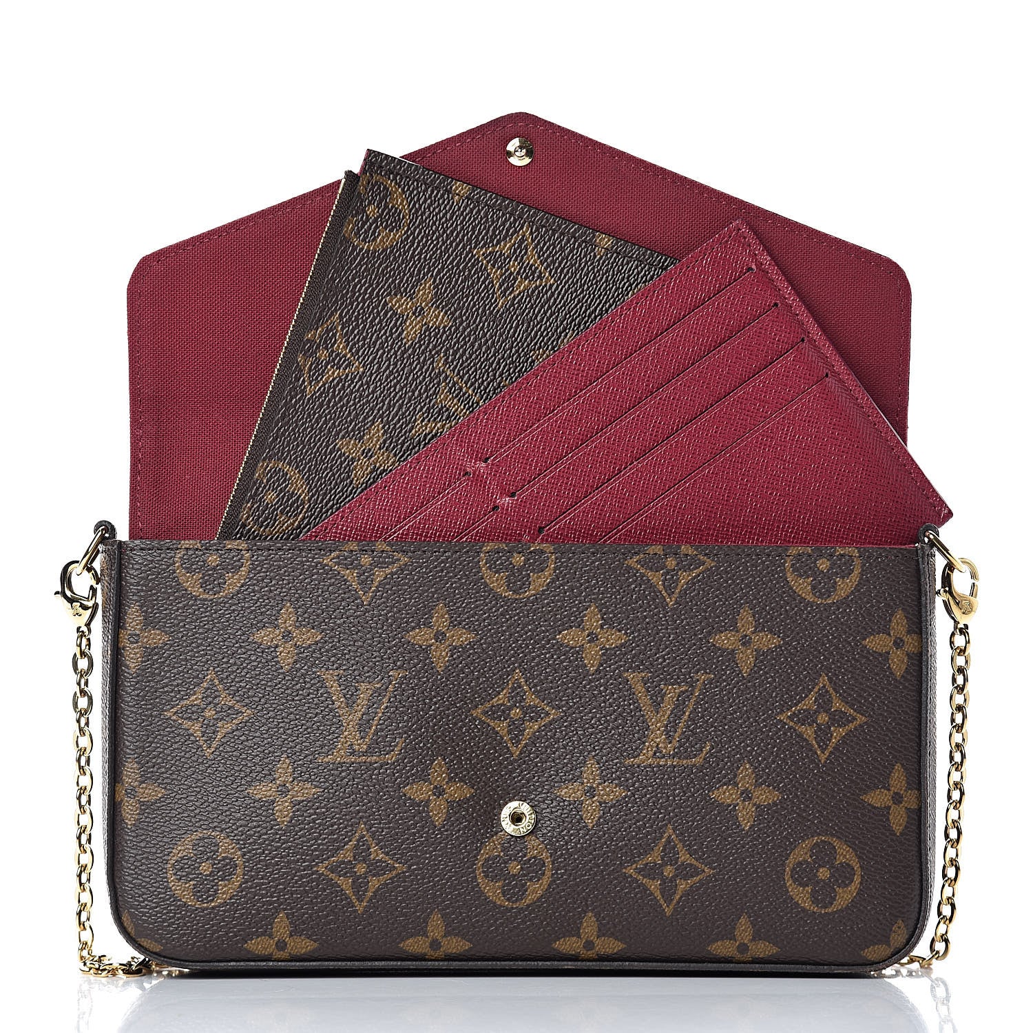 Louis Vuitton Monogram Pochette Felicie Chain Wallet Fuchsia 11 of 14