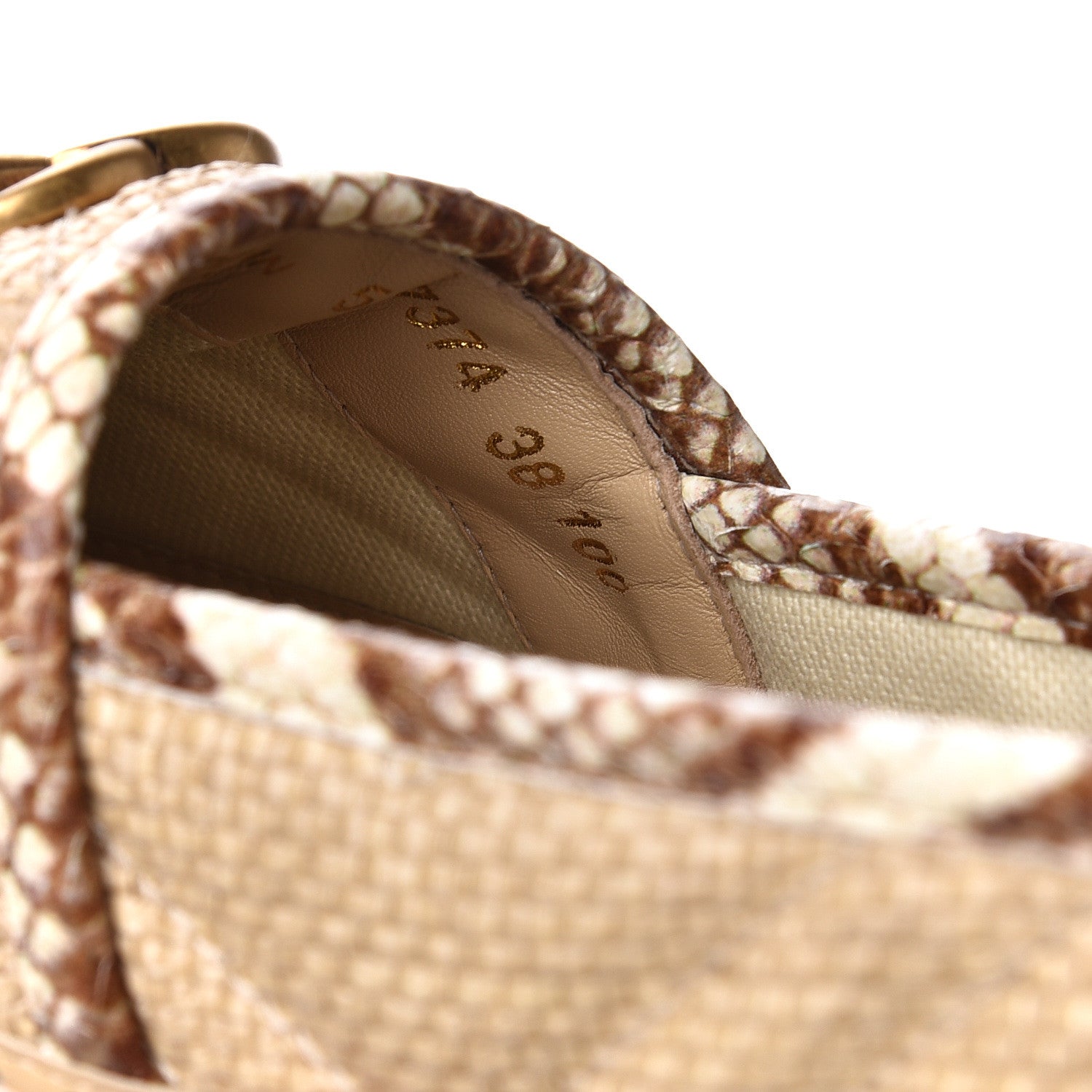 Gucci Straw Elaphe Matelasse GG Marmont Espadrilles 38 Natural Cream Brown 10 of 11