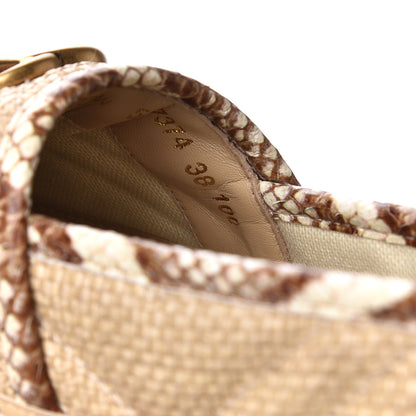 Gucci Straw Elaphe Matelasse GG Marmont Espadrilles 38 Natural Cream Brown 10 of 11