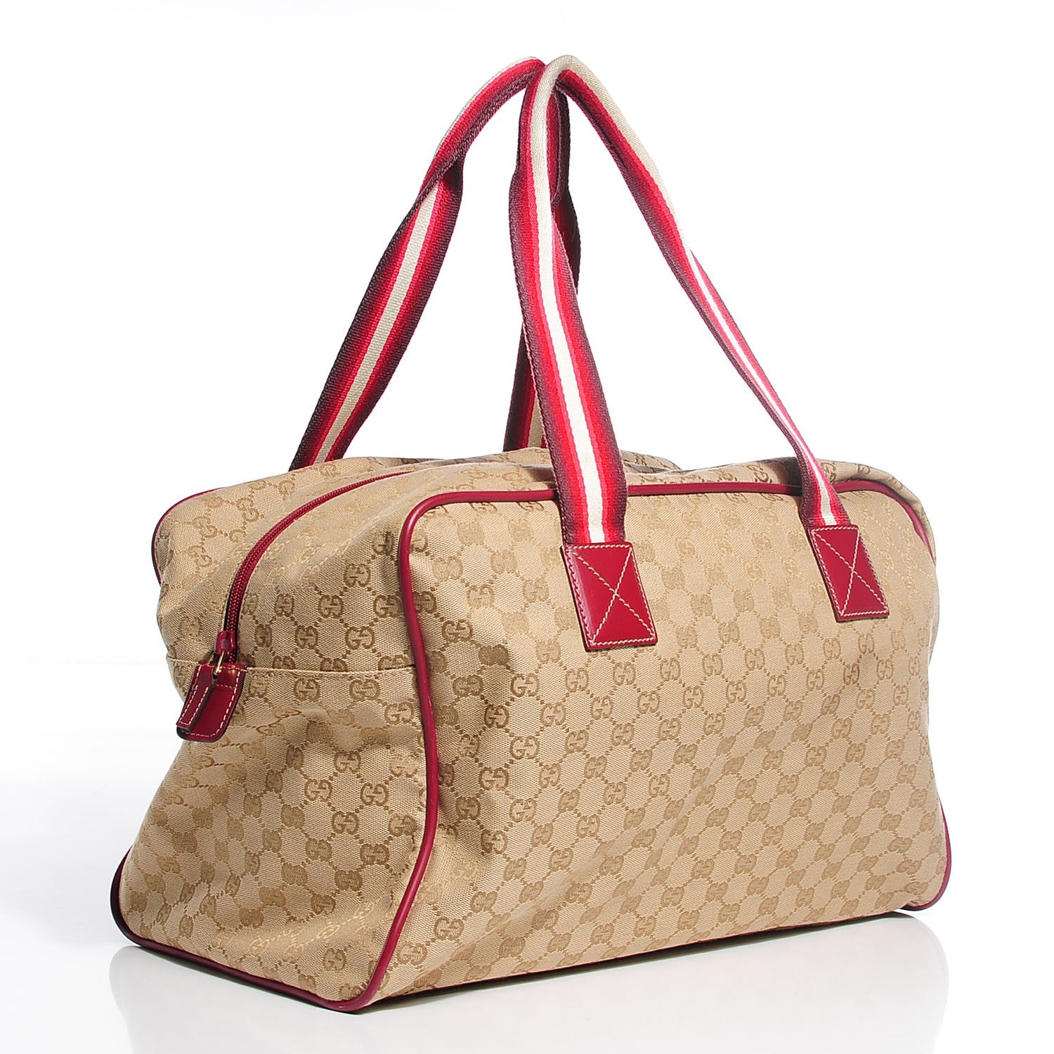 Gucci GG Monogram Web Medium Collapsable Carry On Duffle Beige Red 3 of 9