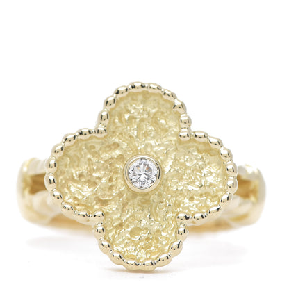 Van Cleef & Arpels 18K Yellow Gold Diamond Vintage Alhambra Ring 48 4.5 1 of 8