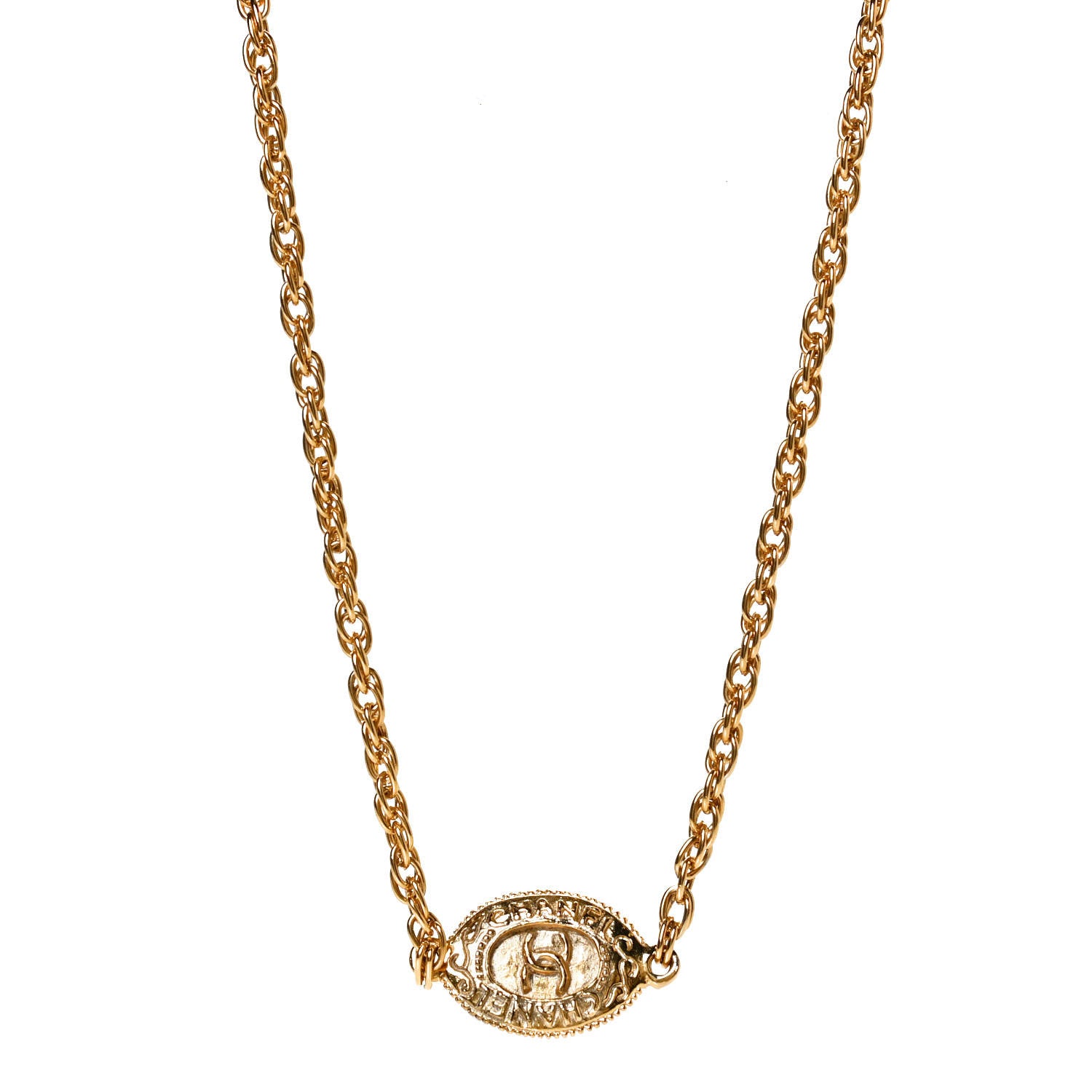 Chanel CC Medallion Chain Necklace Gold 1 of 5