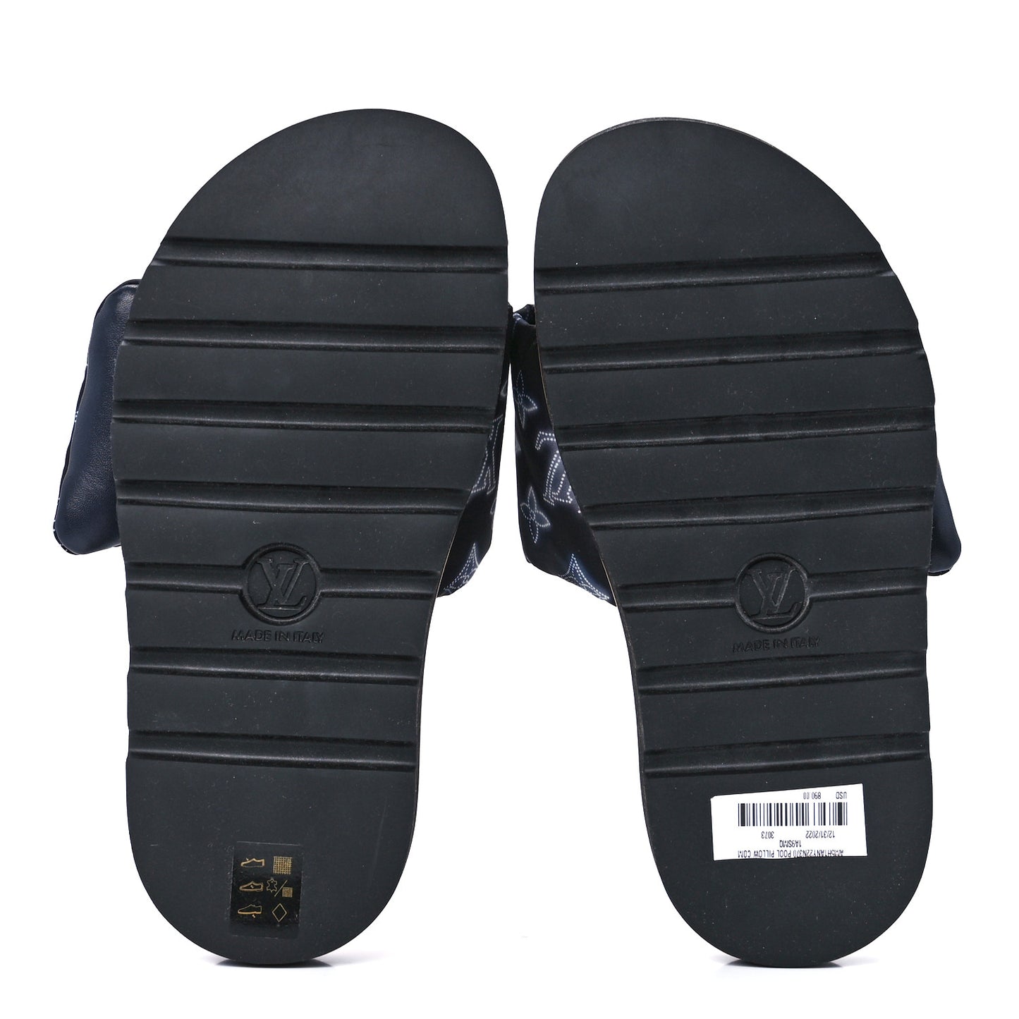 Nylon Monogram Womens Pool Pillow Comfort Mules 37 Navy Blue