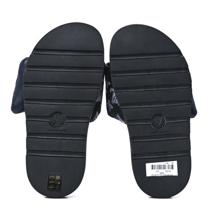 Louis Vuitton Nylon Monogram Womens Pool Pillow Comfort Mules 37 Navy Blue 5 of 8