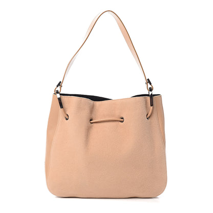 Gucci Felt Calfskin Drawstring Small Drawstring Shoulder Bag Beige 1 of 10