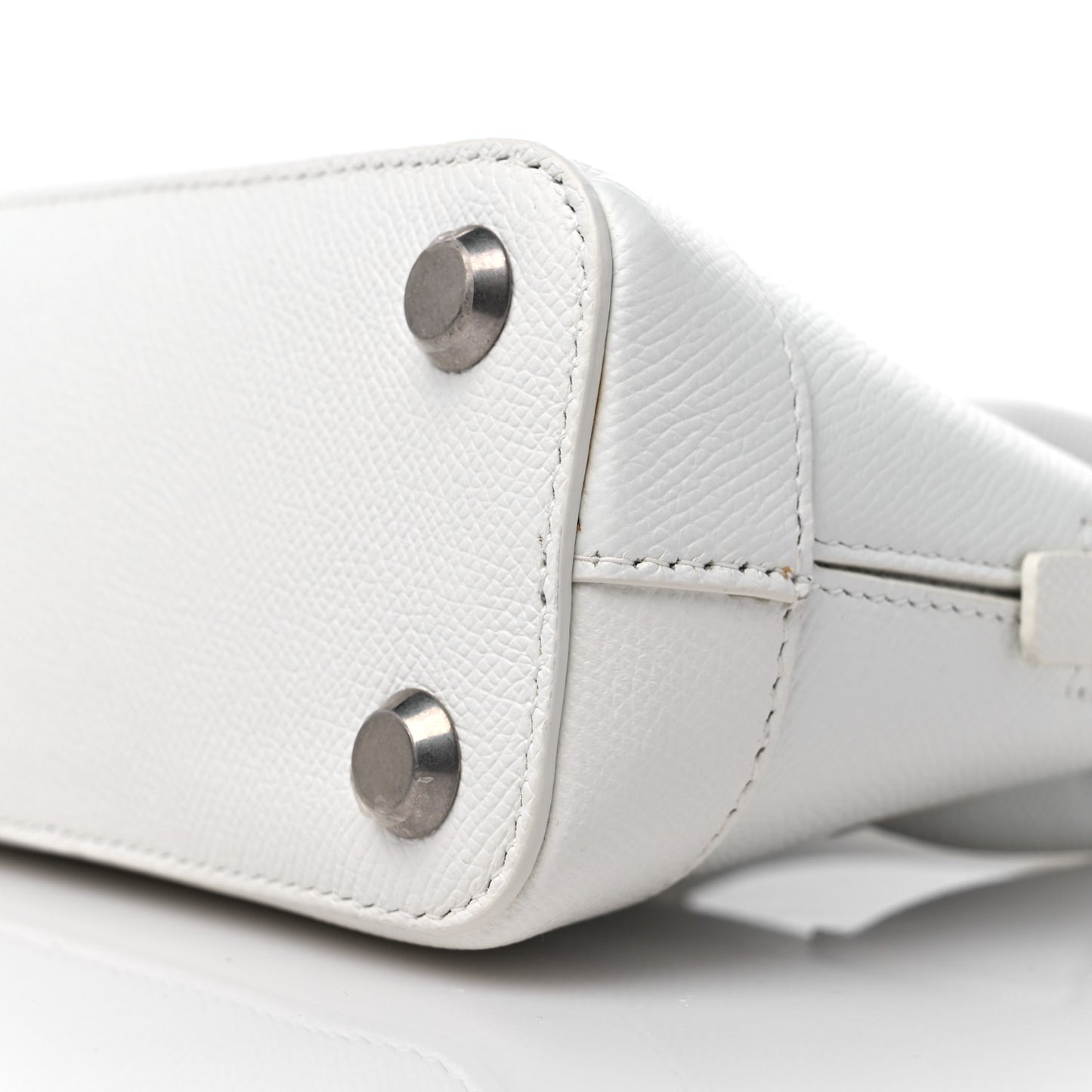 Grained Calfskin XXS Ville Top Handle Bag White Black