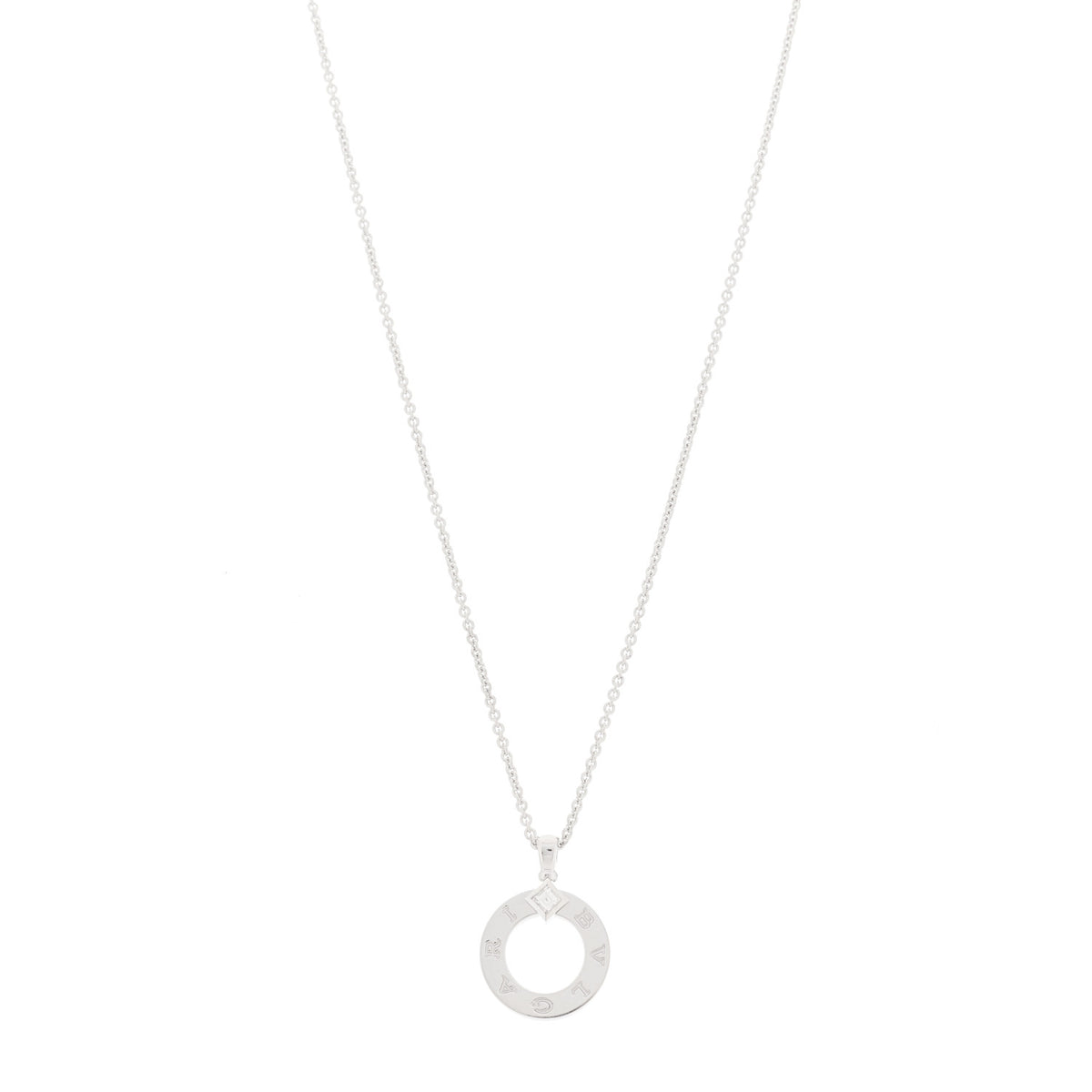 Bulgari 18K White Gold Diamond BVLGARI Pendant Necklace 1 of 5