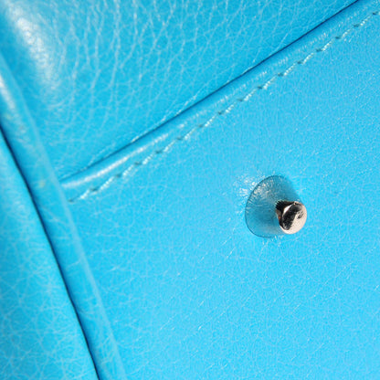 Christian Dior Calfskin Butterfly Pearls Frame Satchel Blue 7 of 12