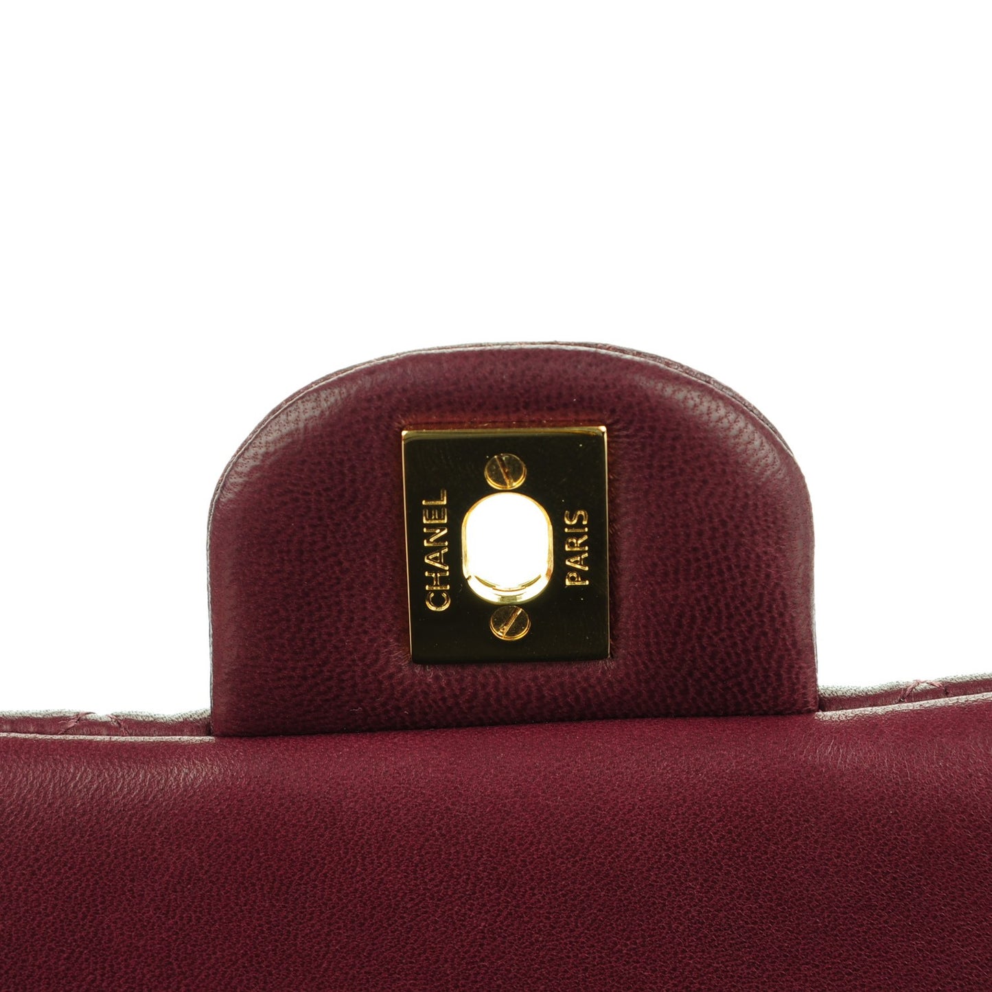 Lambskin Quilted Clutch With Chain Flap Bordeaux