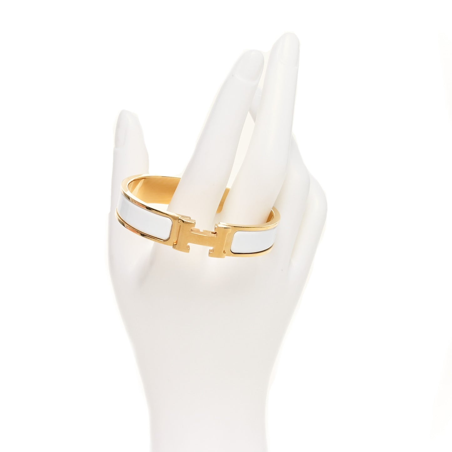 Enamel Narrow Clic Clac H Bracelet PM White