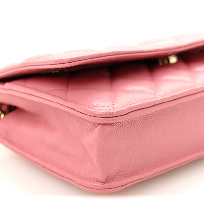Chanel Caviar Quilted Wallet on Chain WOC Pink 10 of 11