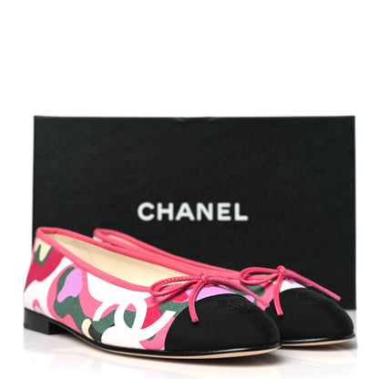 Chanel Canvas Grosgrain Cap Toe CC Ballerina Flats 37 Pink Multicolor 9 of 9